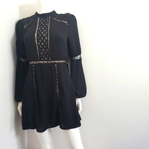 Black Mock Peasant Long Dress